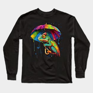 Chameleon Rainy Day With Umbrella Long Sleeve T-Shirt